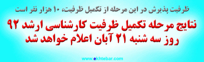 اعلام نتایج تکمیل ظرفیت کارشناسی ارشد 92