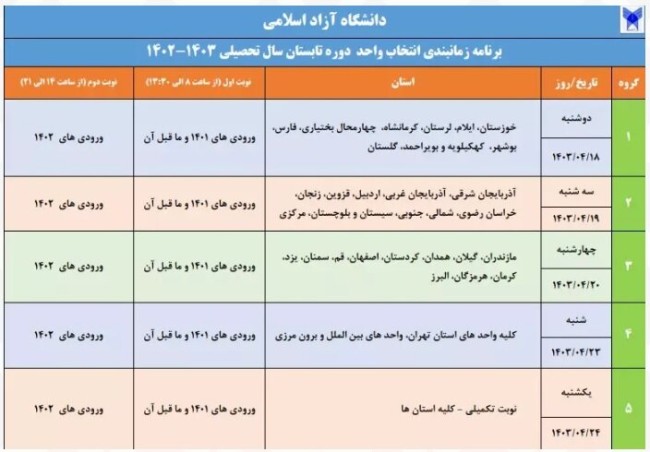 زمان ثبت‌نام ترم تابستان ۱۴۰۳ دانشگاه آزاد