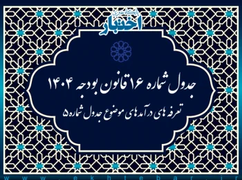 جدول شماره ۱۶ قانون بودجه سال ۱۴۰۴ کل کشور